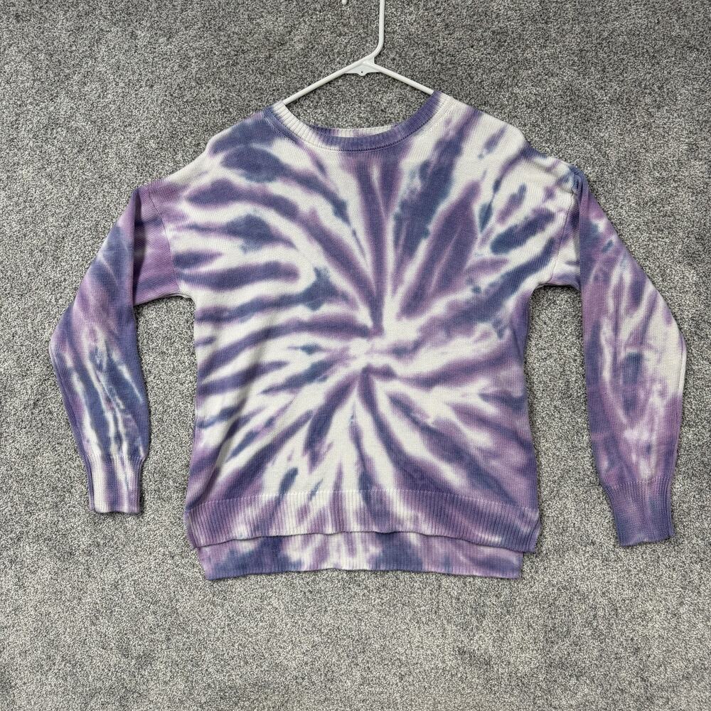 Design History Sweater Women Medium Purple Tie Dye Crewneck Knit Pullover Hippie